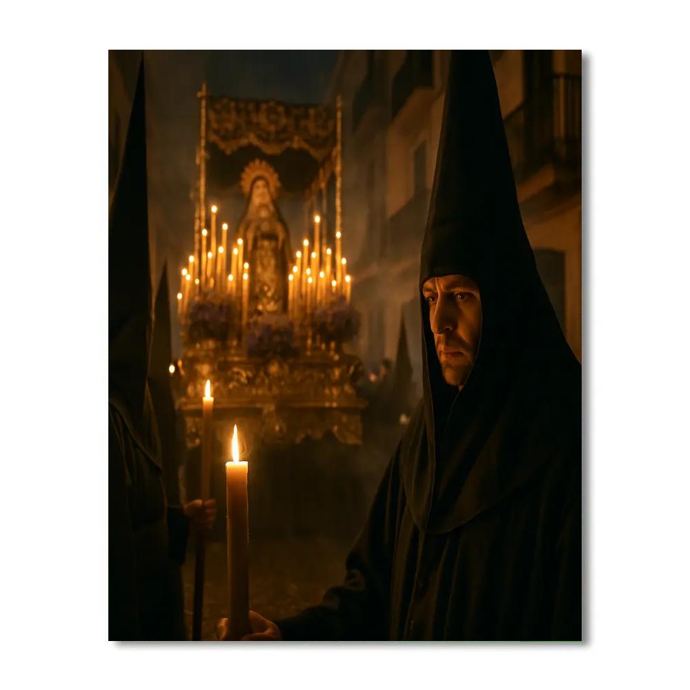 Semana Santa Procession Seville Candlelight paint by color