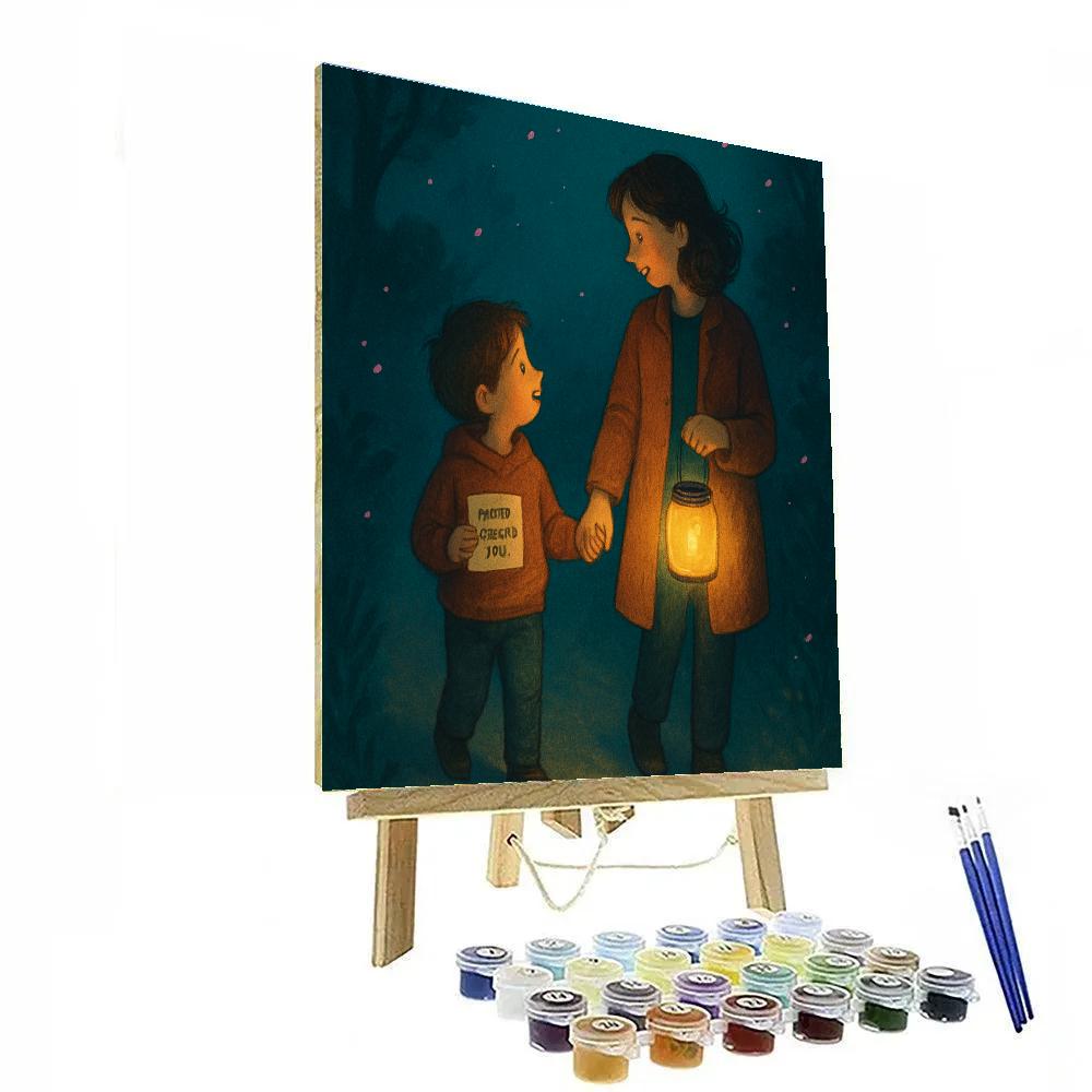 Mothers Day Night Walk With Lantern Jar Painting by numbers kit