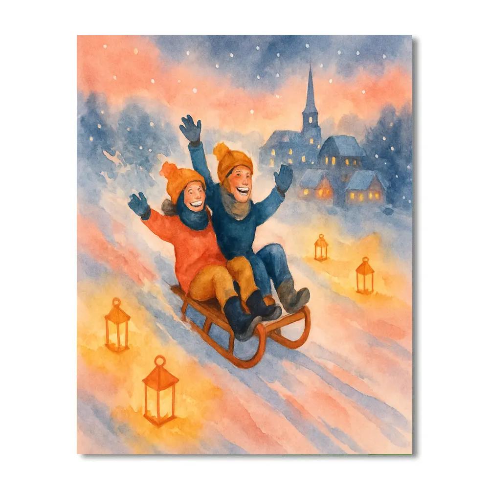 Stars On The Sledding Hill DIY paint by numbers