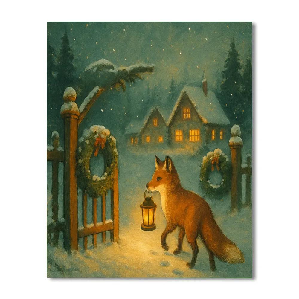 Lantern Fox At The Gate painting number kit