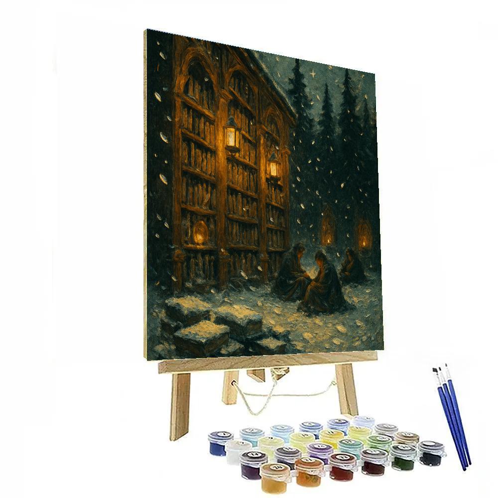 Snowy Library Of Lanterns Number painting