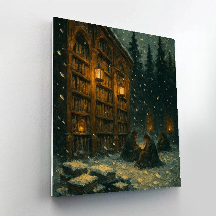 Snowy Library Of Lanterns Number painting