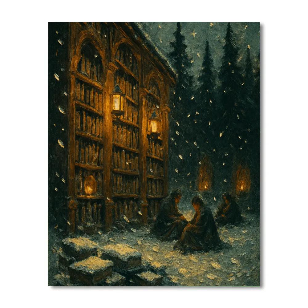 Snowy Library Of Lanterns Number painting