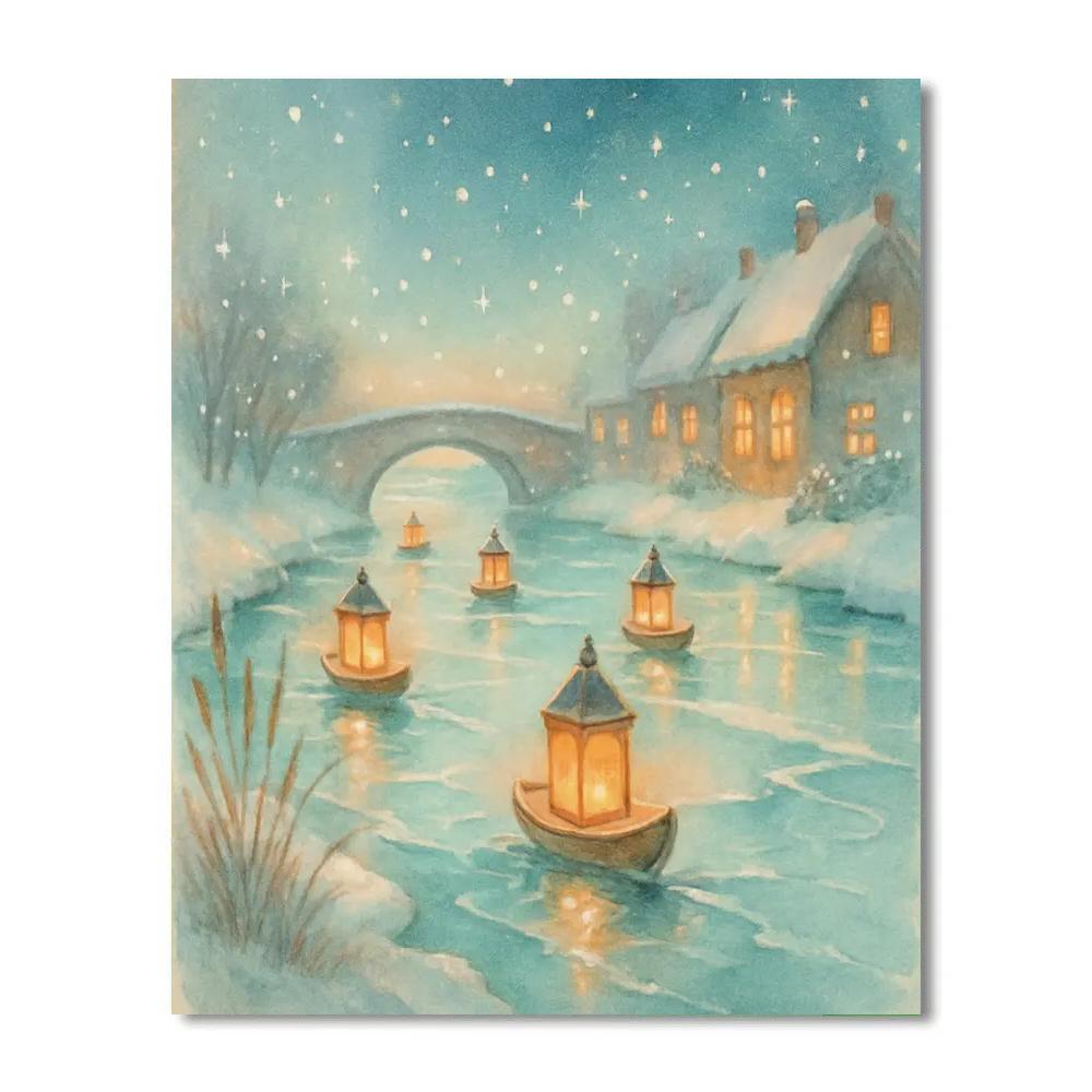 Snow Lantern River Parade Paint by numbers kits