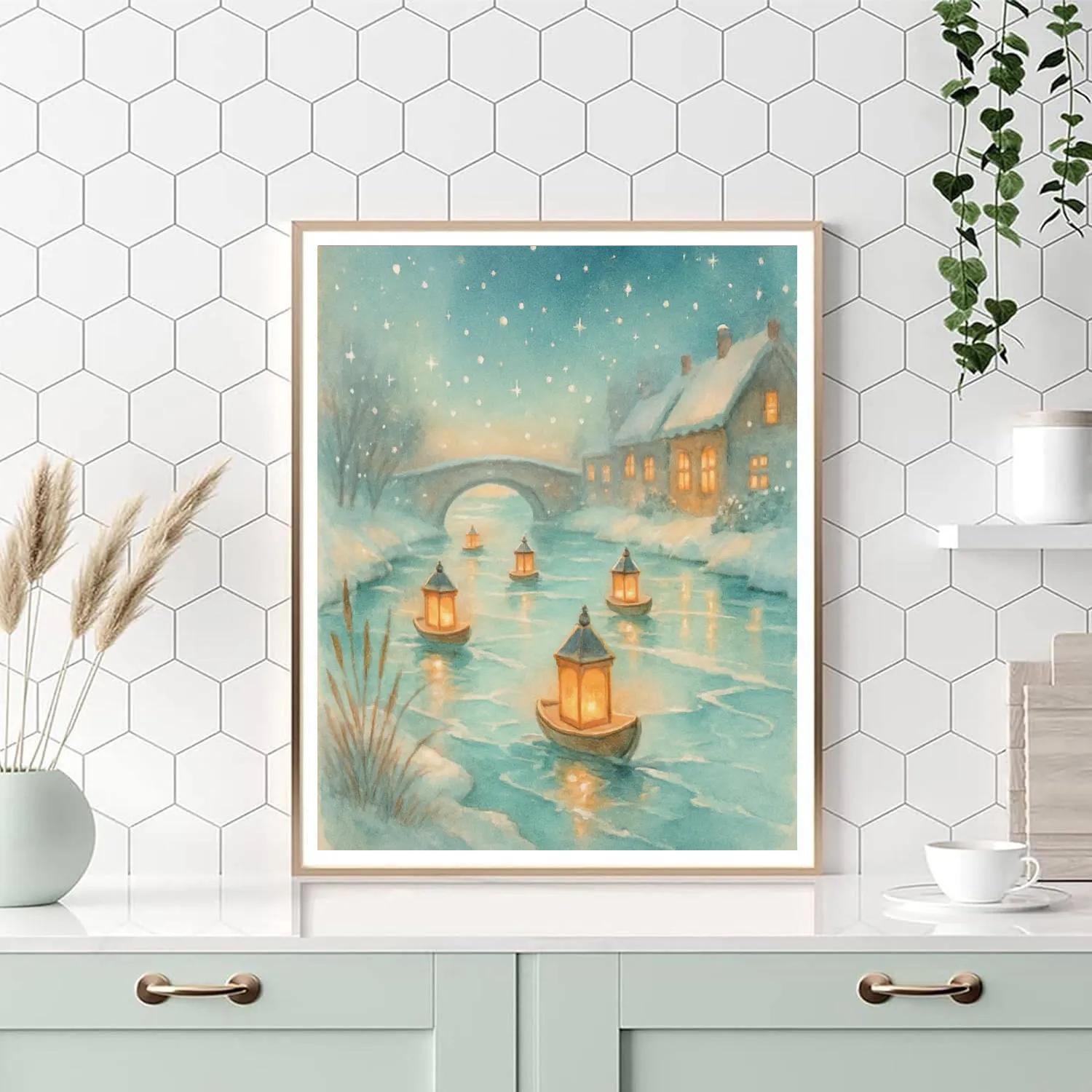 Snow Lantern River Parade Paint by numbers kits