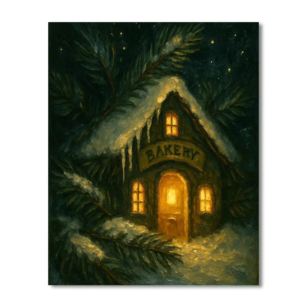 Midnight Pine Needle Bakery painting number kit