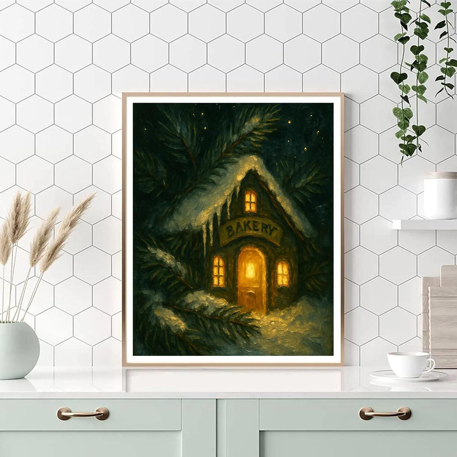 Midnight Pine Needle Bakery painting number kit