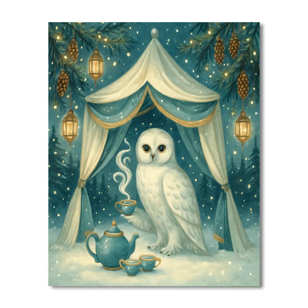 Snowy Owl Tea Pavilion Number painting