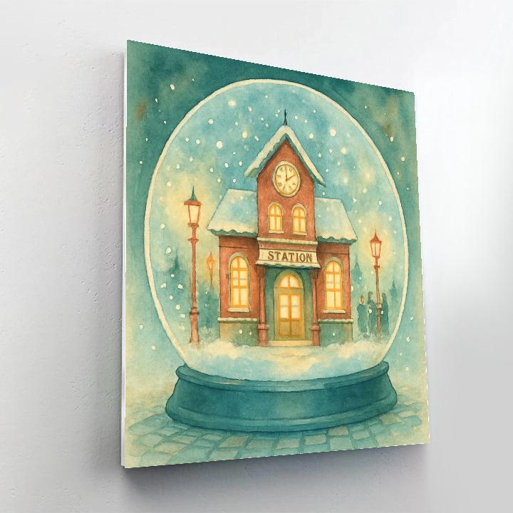 Snowglobe Train Station DIY paint by numbers
