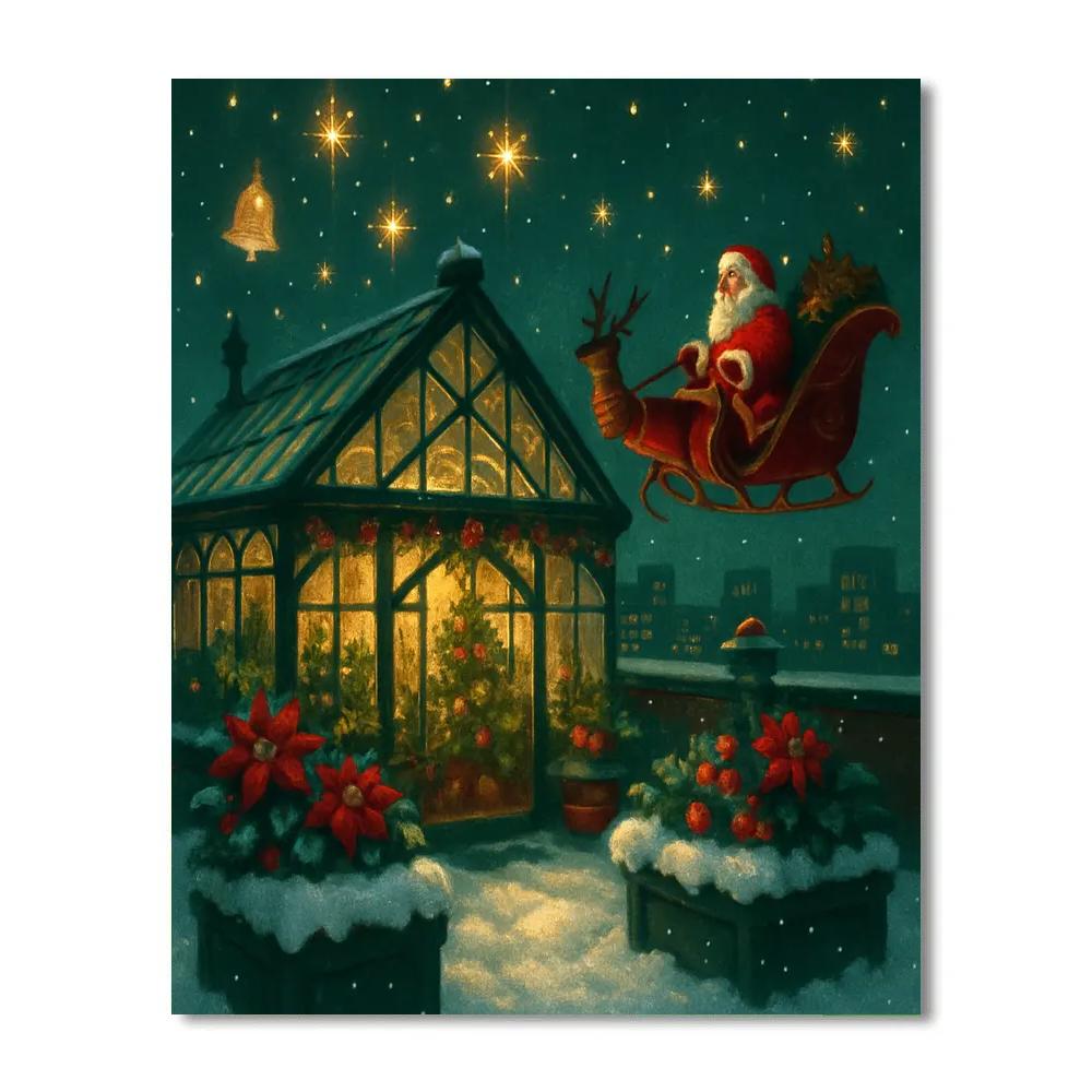 Sleigh Bells Over Rooftop Gardens paint by numbers