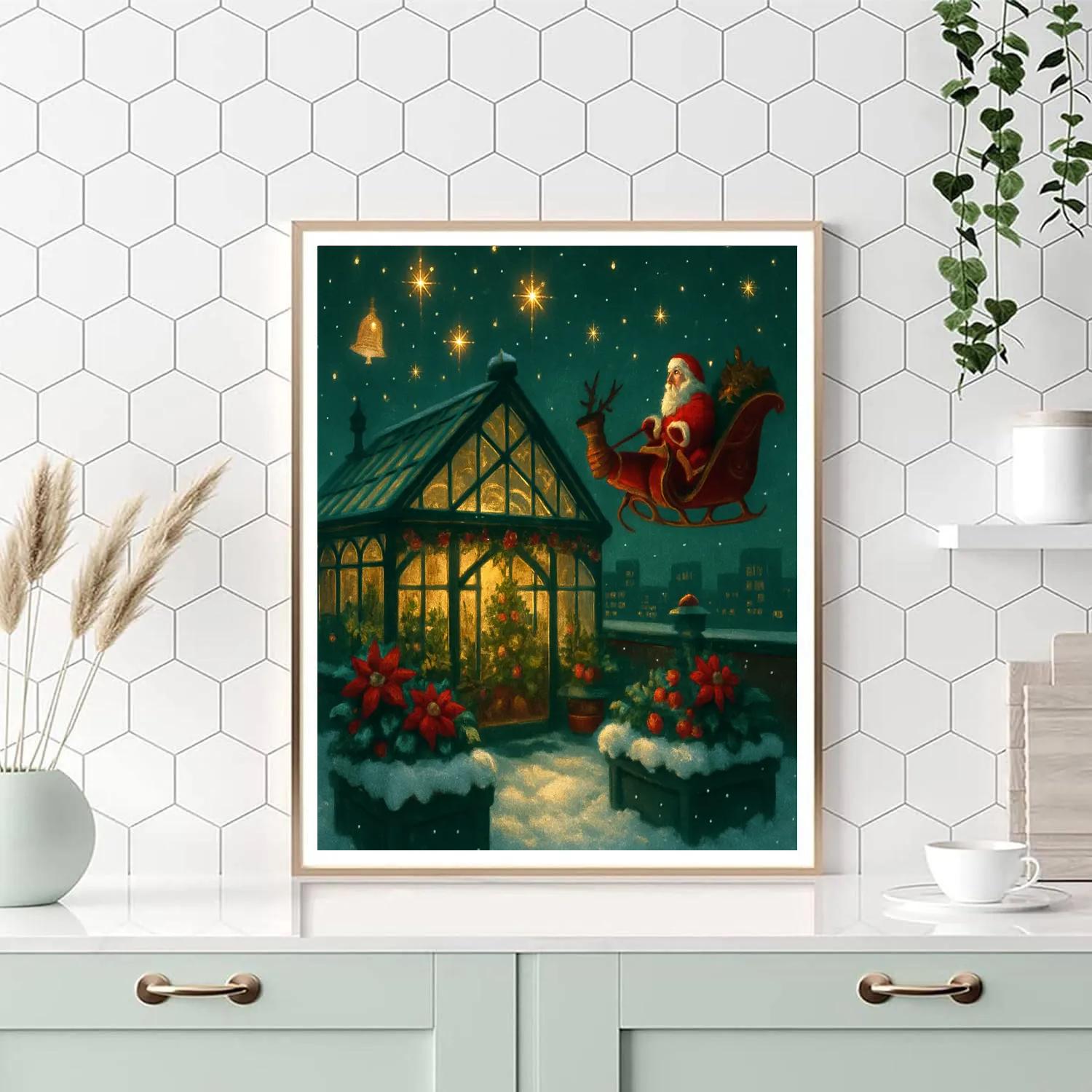 Sleigh Bells Over Rooftop Gardens paint by numbers