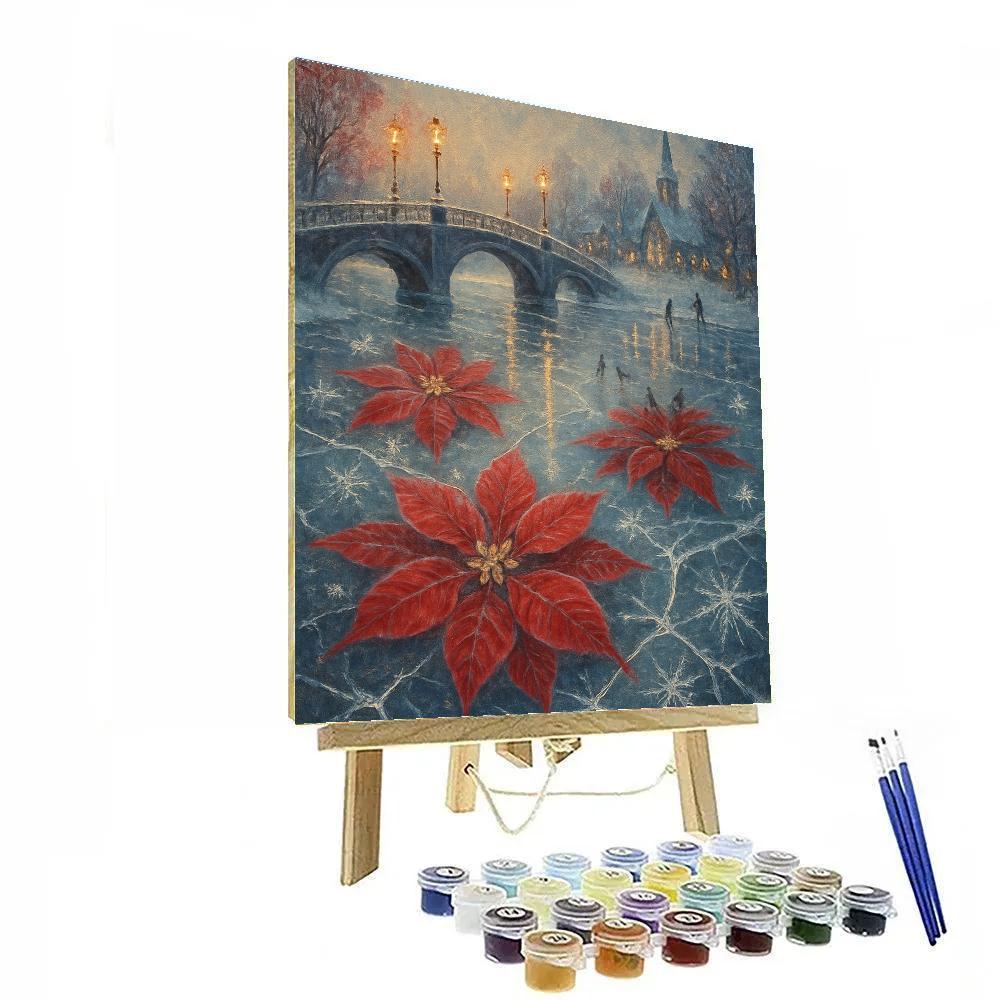 Poinsettia Glass River DIY paint by numbers