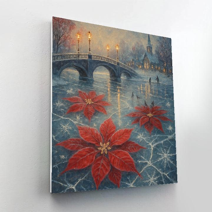 Poinsettia Glass River DIY paint by numbers