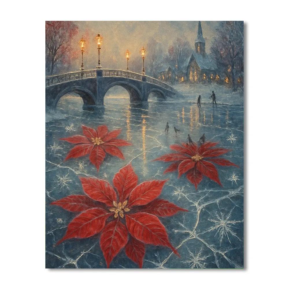 Poinsettia Glass River DIY paint by numbers