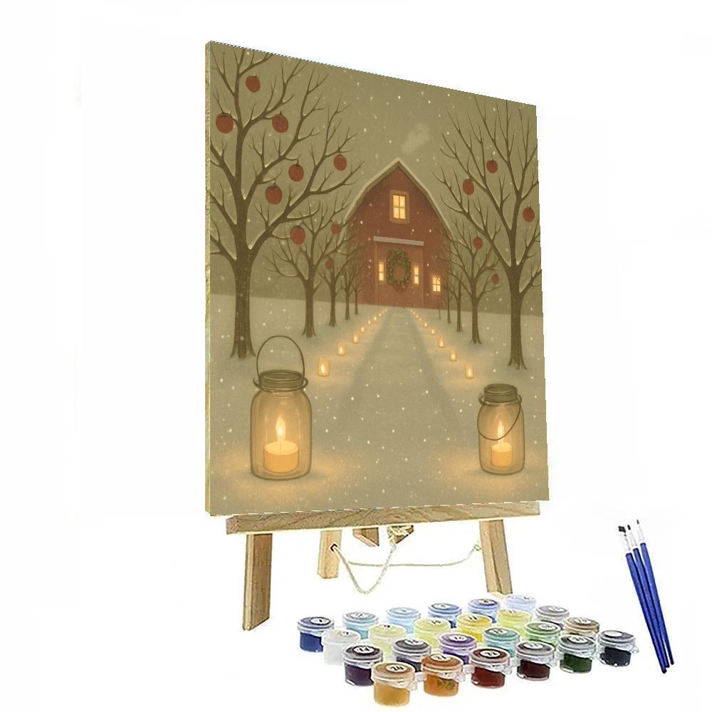 Snowy Orchard Tea Lights Paint by numbers kits