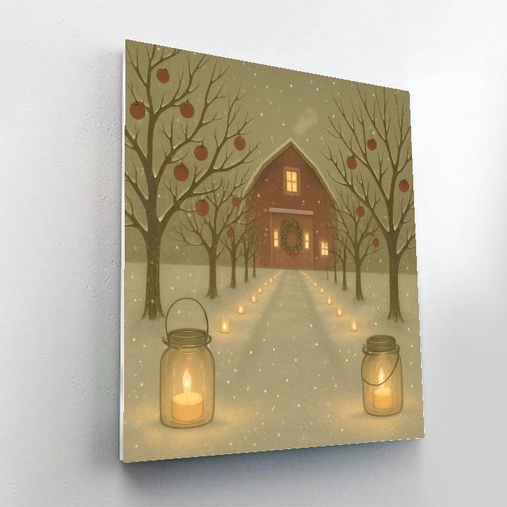 Snowy Orchard Tea Lights Paint by numbers kits