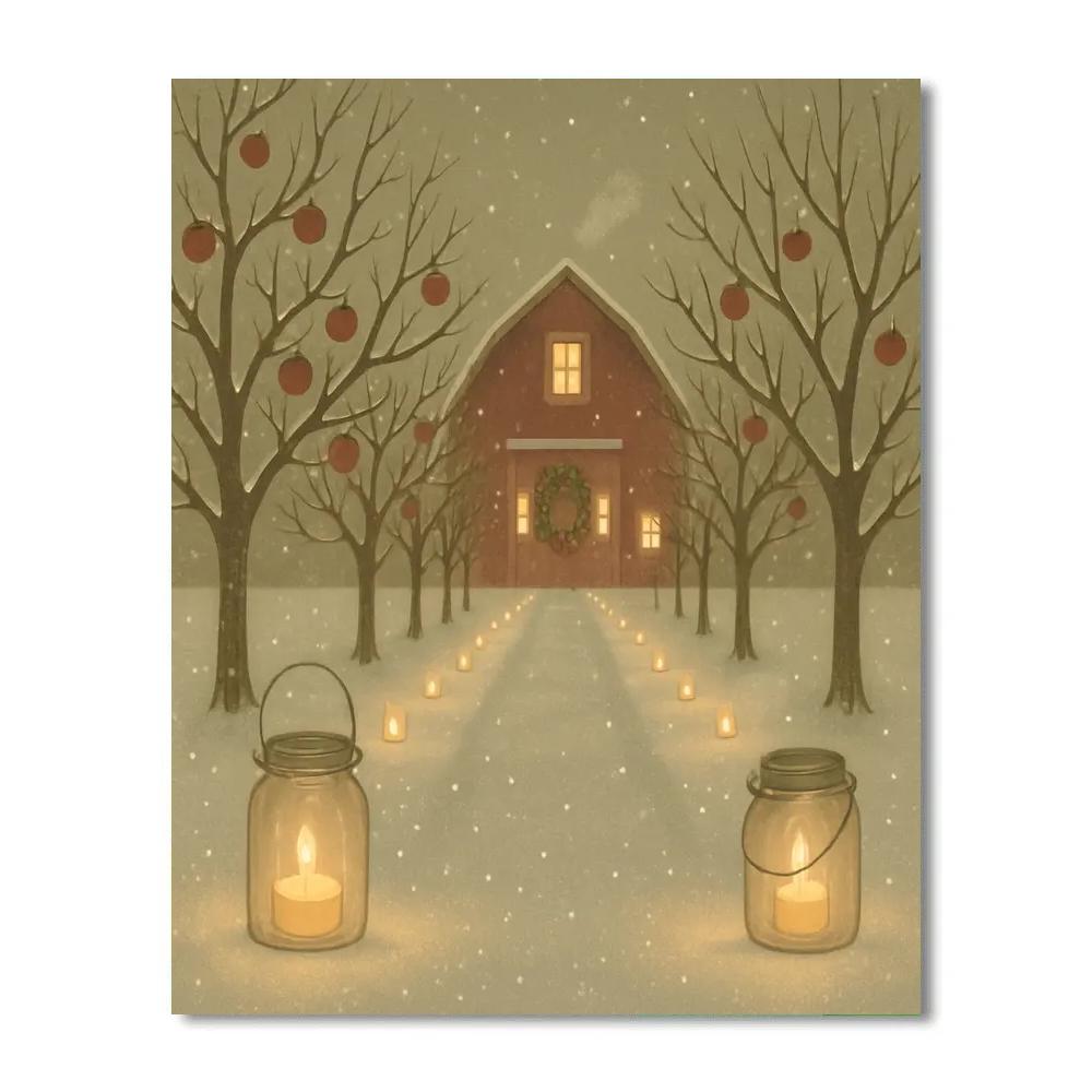 Snowy Orchard Tea Lights Paint by numbers kits