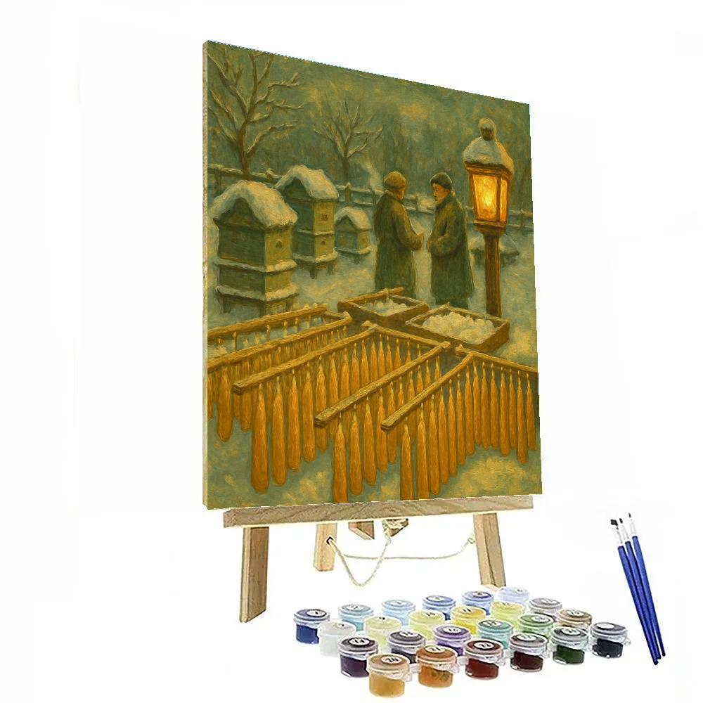 Winter Beekeeper Candle Yard DIY paint by numbers