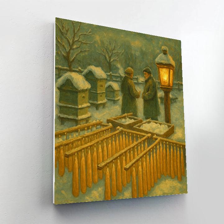 Winter Beekeeper Candle Yard DIY paint by numbers