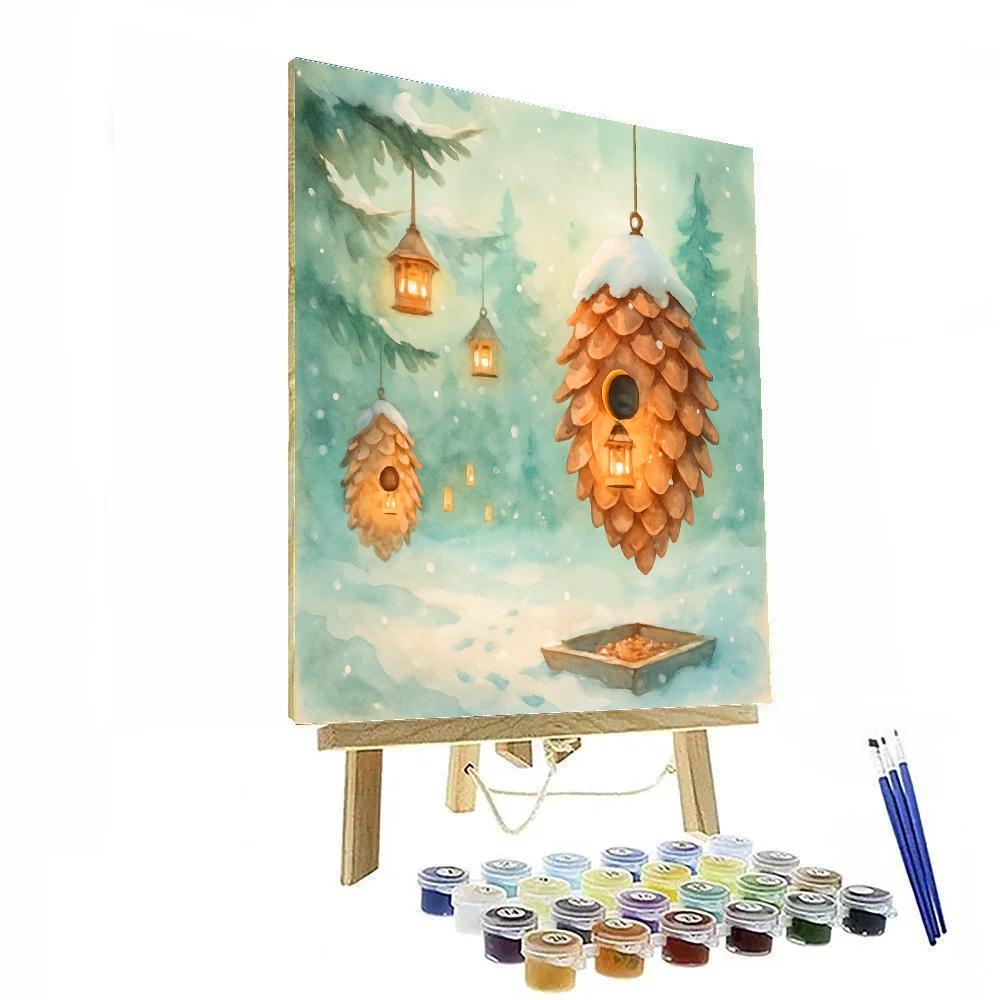 Pinecone Lantern Aviary DIY paint by numbers