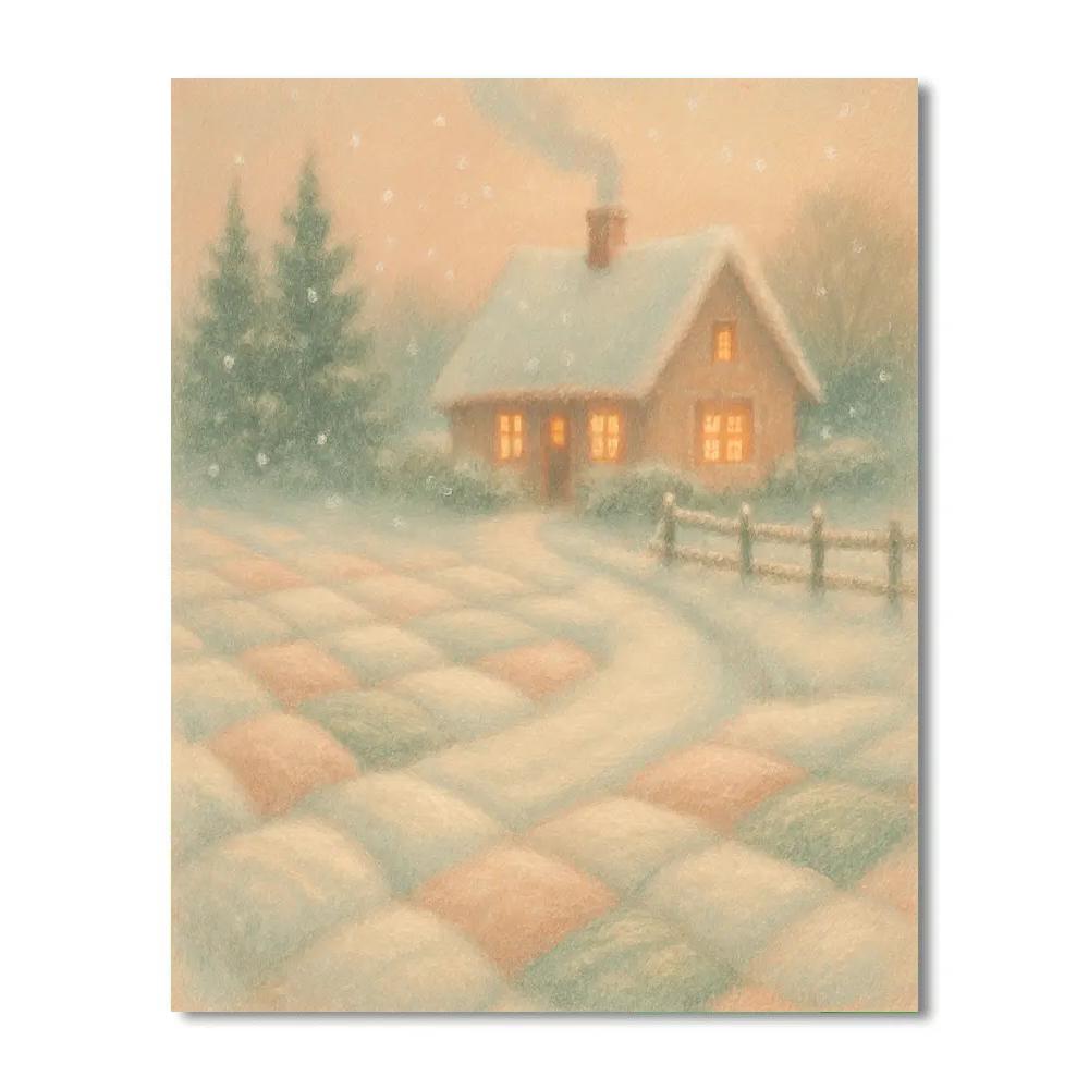 Cottage Quilt Snowfield Paint by numbers art
