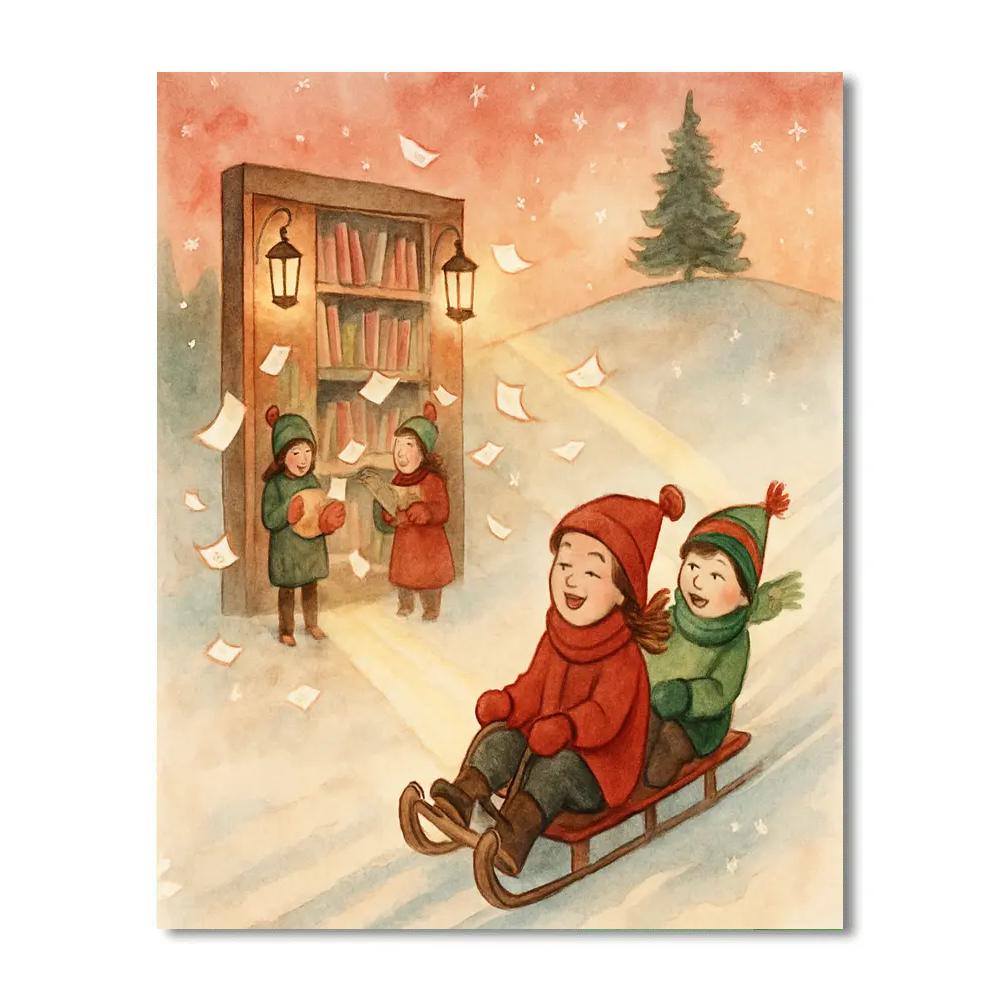 Lantern Library Sled Run Paint by numbers kits