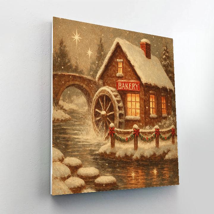 Frozen Waterwheel Bakery Night Paint by numbers art