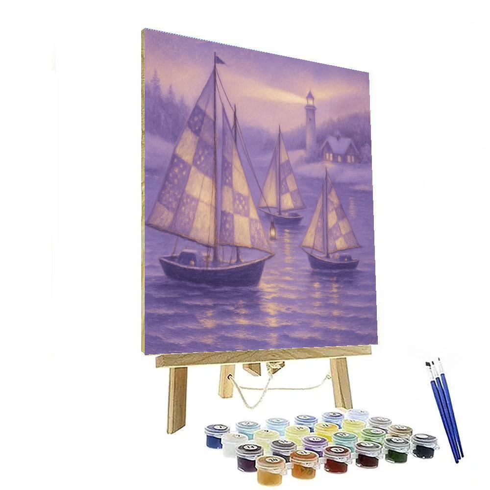 Winter Harbor Quilt Boats Number painting