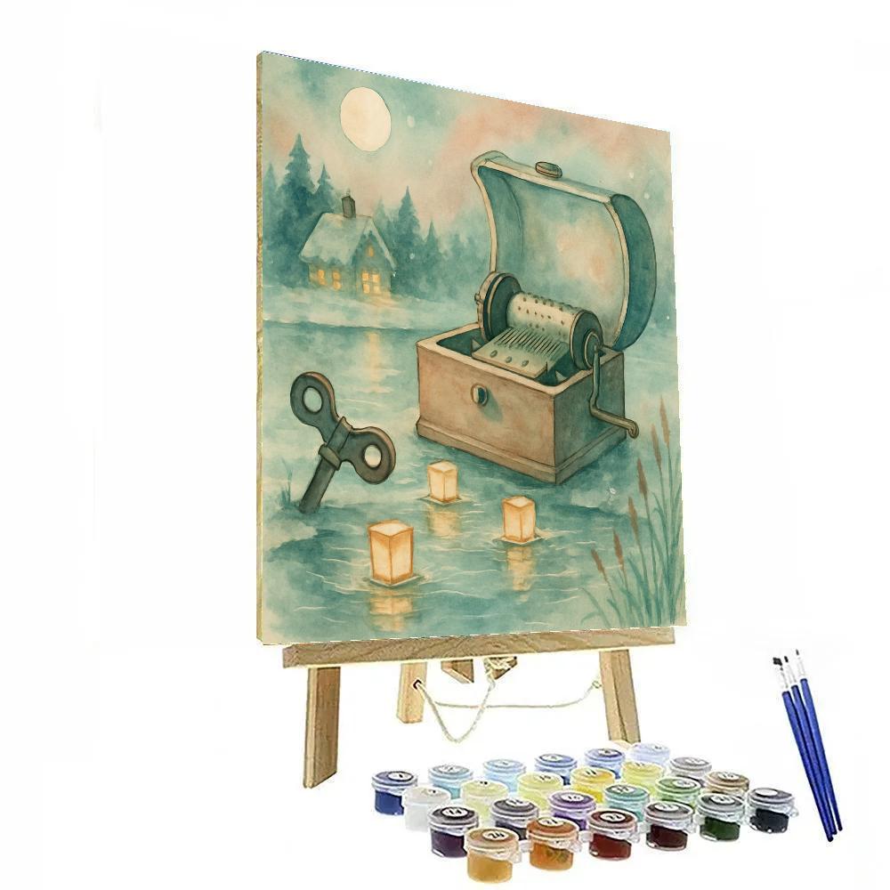Snow Lantern Music Box Pond paint by color