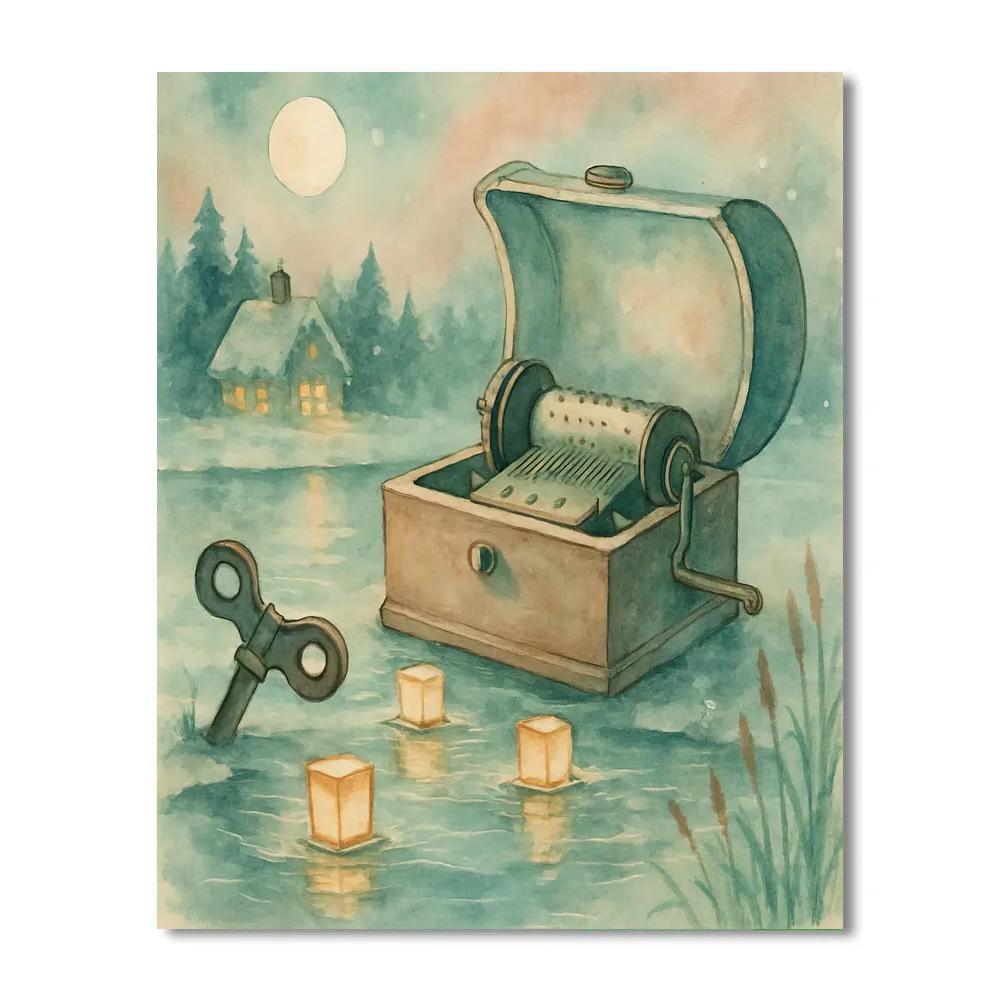 Snow Lantern Music Box Pond paint by color