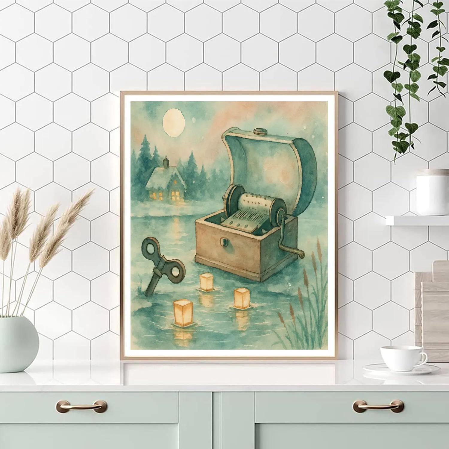 Snow Lantern Music Box Pond paint by color