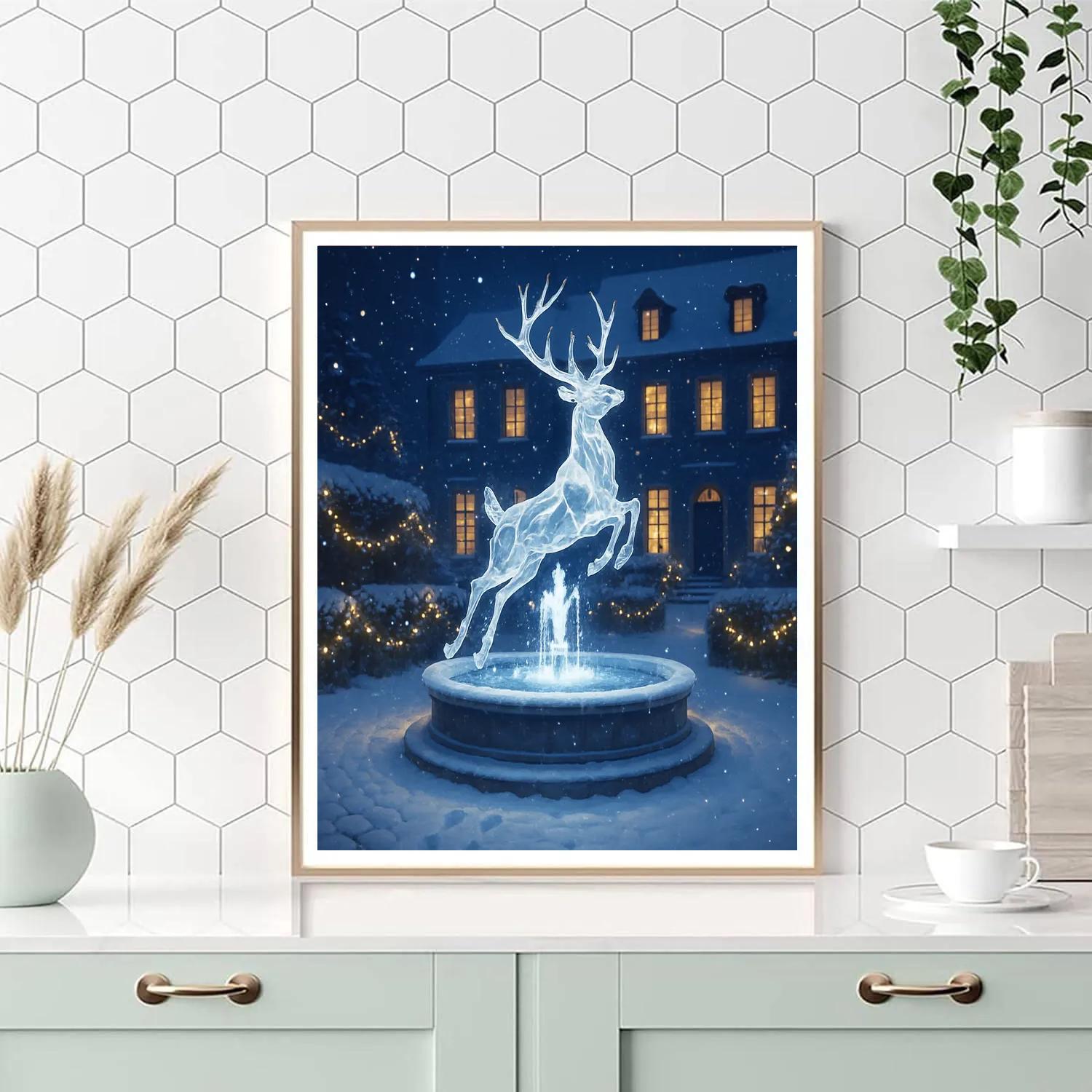 Crystal Reindeer Fountain Court DIY paint by numbers