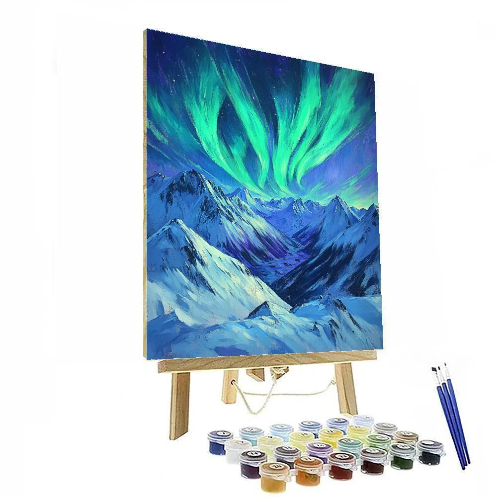 Edgar Degas Inspired Aurora Over Quiet Mountains paint by number