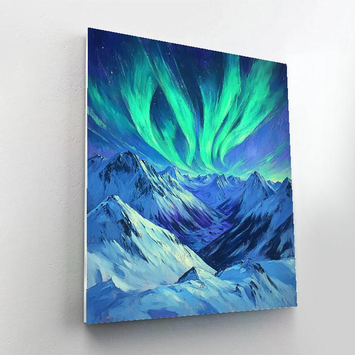 Edgar Degas Inspired Aurora Over Quiet Mountains paint by number
