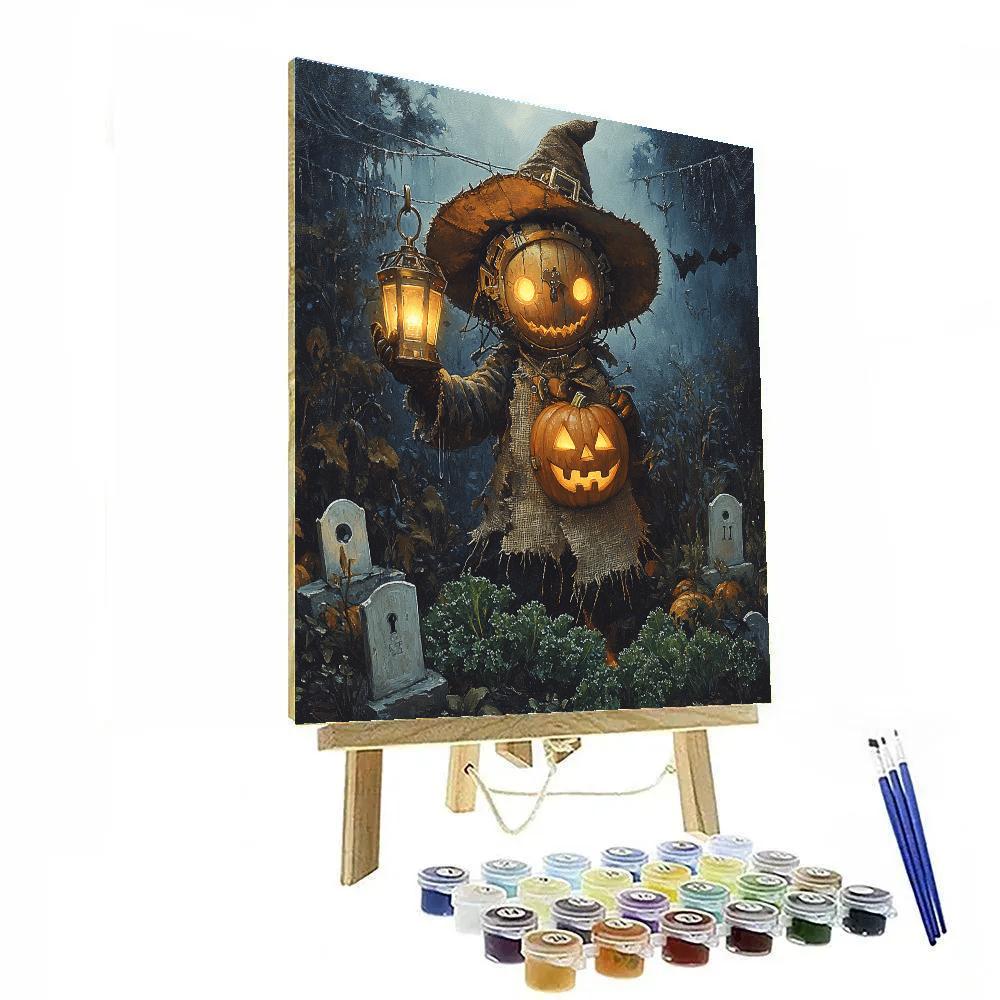 Spooky Clockwork Scarecrow Of The Rooftop Garden paint by number