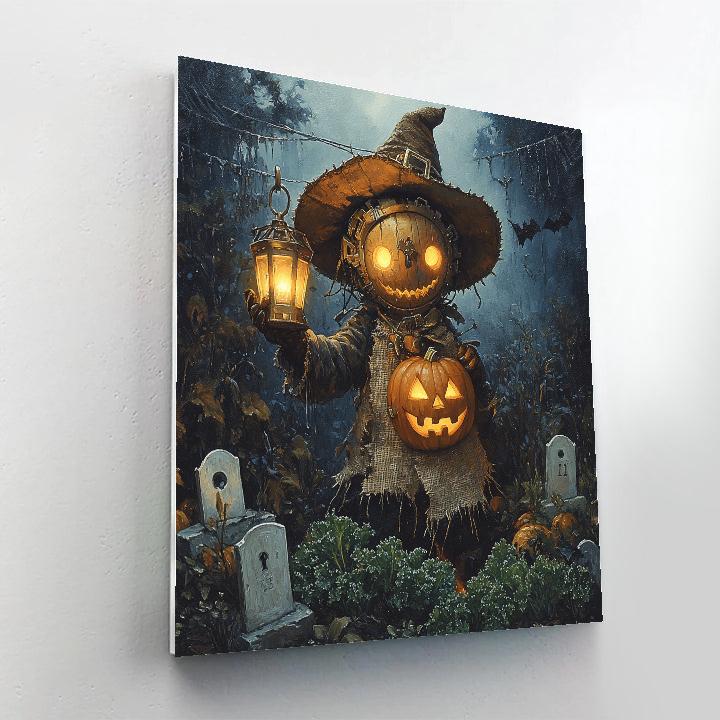Spooky Clockwork Scarecrow Of The Rooftop Garden paint by number
