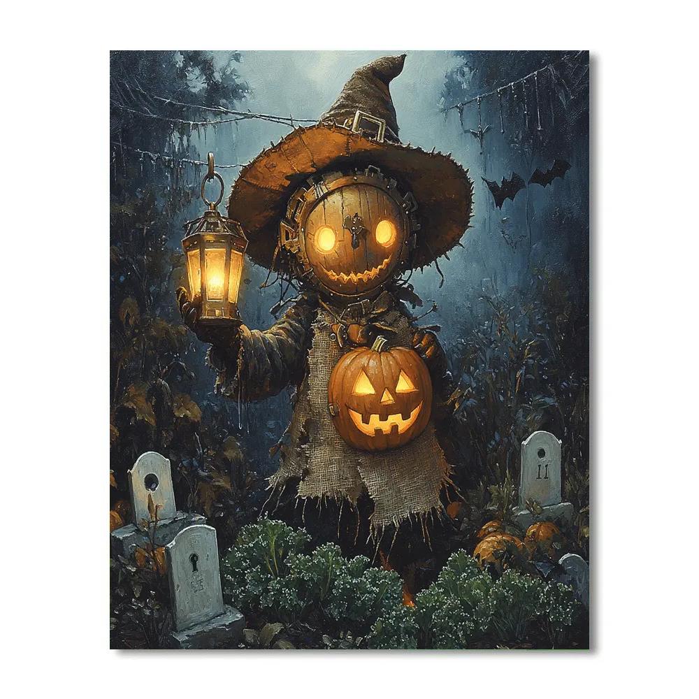 Spooky Clockwork Scarecrow Of The Rooftop Garden paint by number