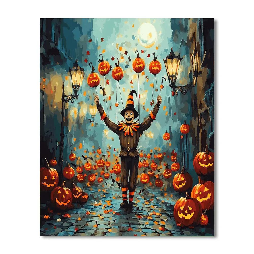Marionette Parade With Haunted Streetlights Paint by numbers kits