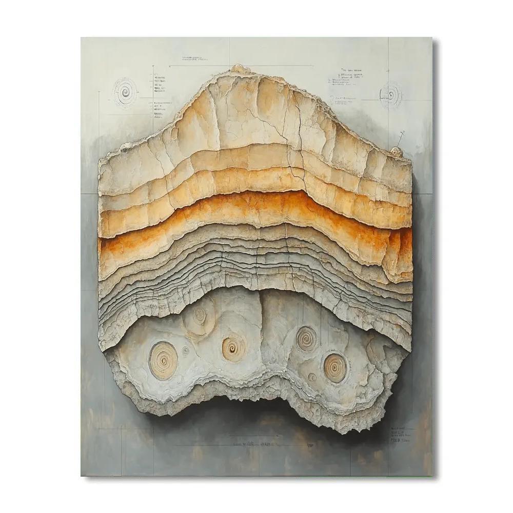 Leonardo Da Vinci Inspired Lunar Fossil Strata Number painting