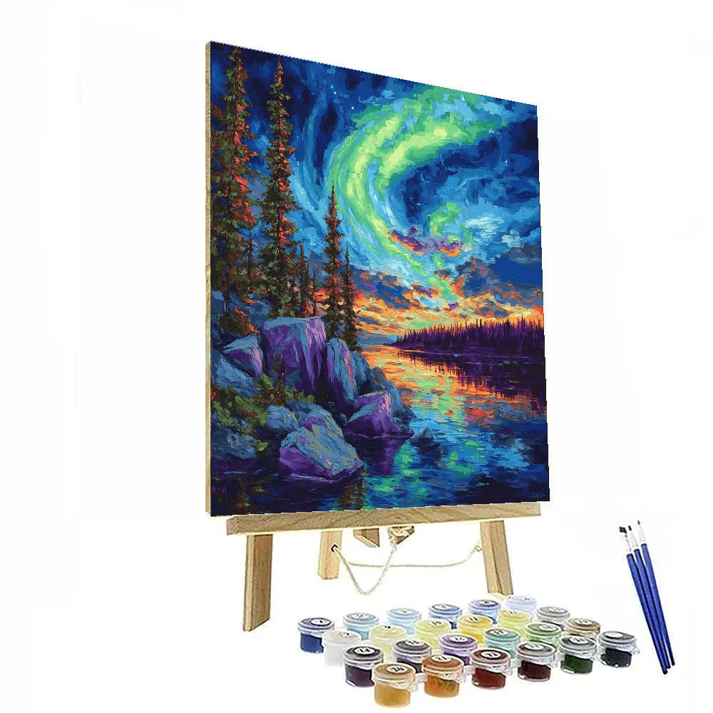 A.Y. Jackson Inspired Aurora Over The Canadian Shield Numbered painting kits