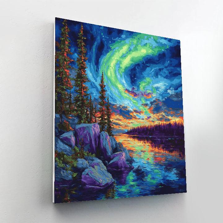 A.Y. Jackson Inspired Aurora Over The Canadian Shield Numbered painting kits