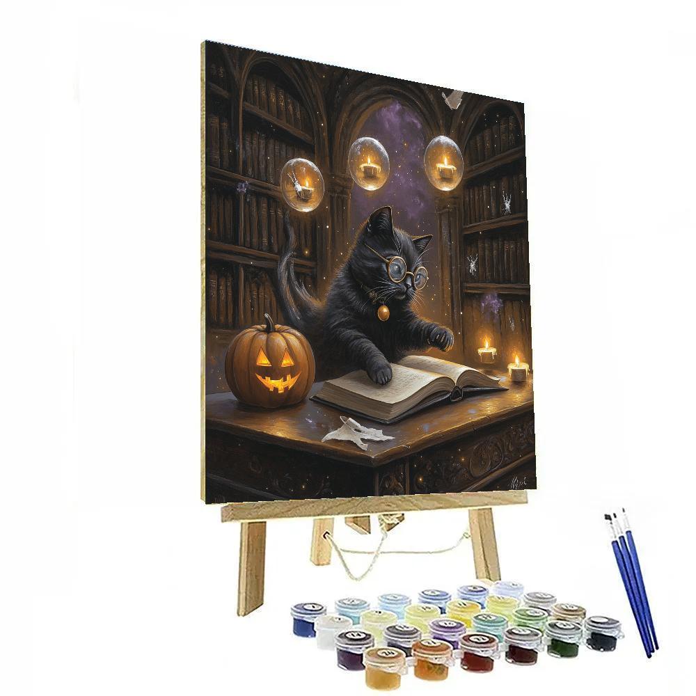 Spooky Library Of Floating Spellbook Shadows Numbered painting kits
