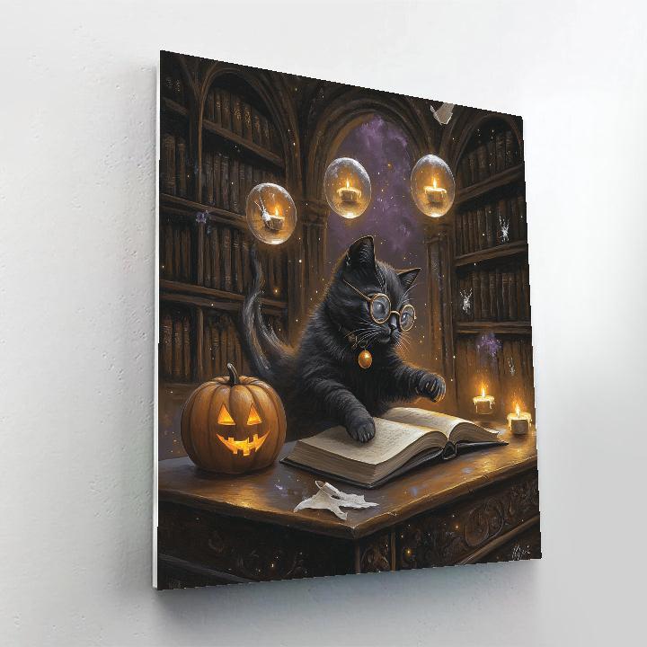 Spooky Library Of Floating Spellbook Shadows Numbered painting kits