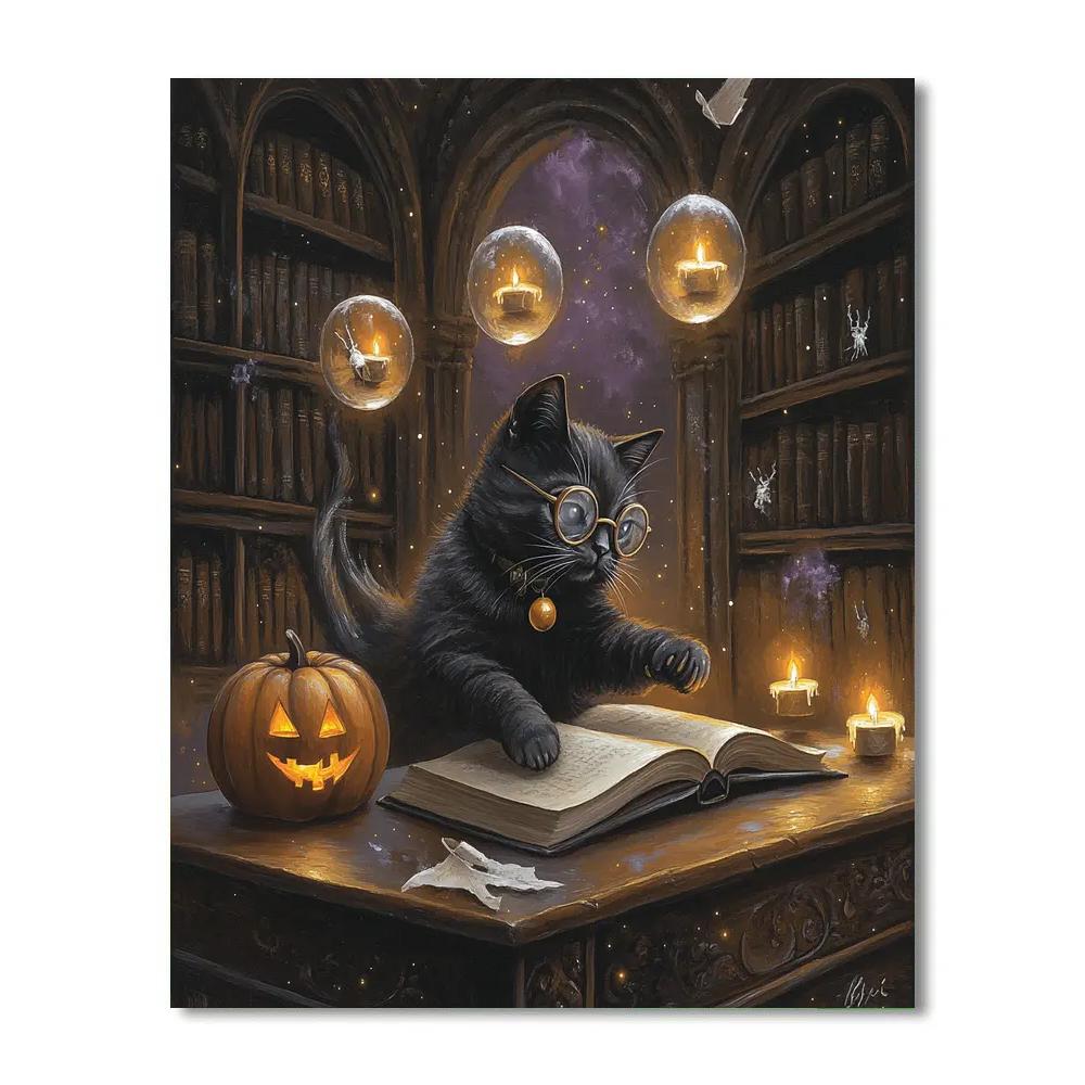 Spooky Library Of Floating Spellbook Shadows Numbered painting kits
