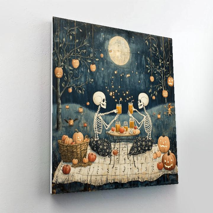Moonlit Orchard Picnic, Halloween Edition paint by color