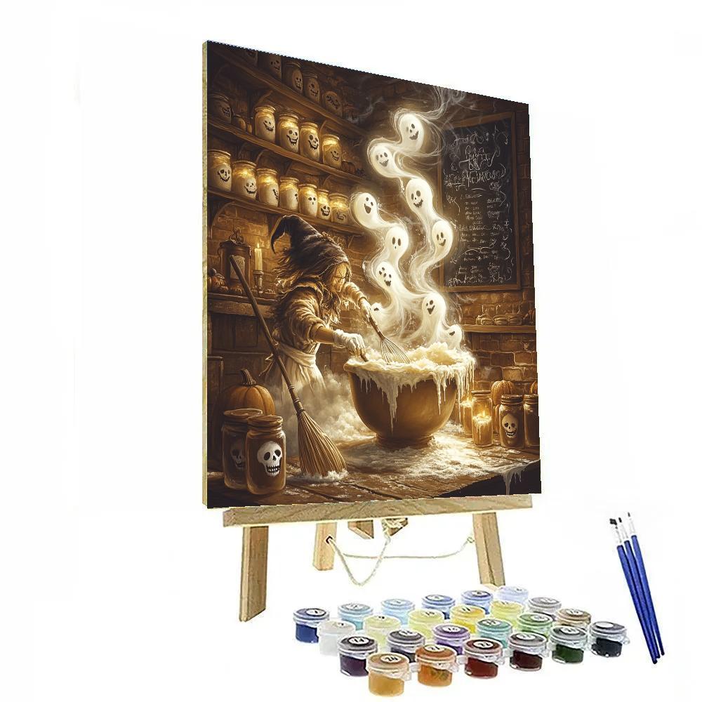 Candlelit Bakery With Spooky Dough Spirits paint by numbers