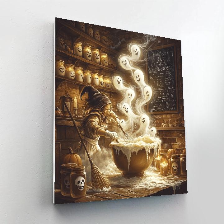 Candlelit Bakery With Spooky Dough Spirits paint by numbers