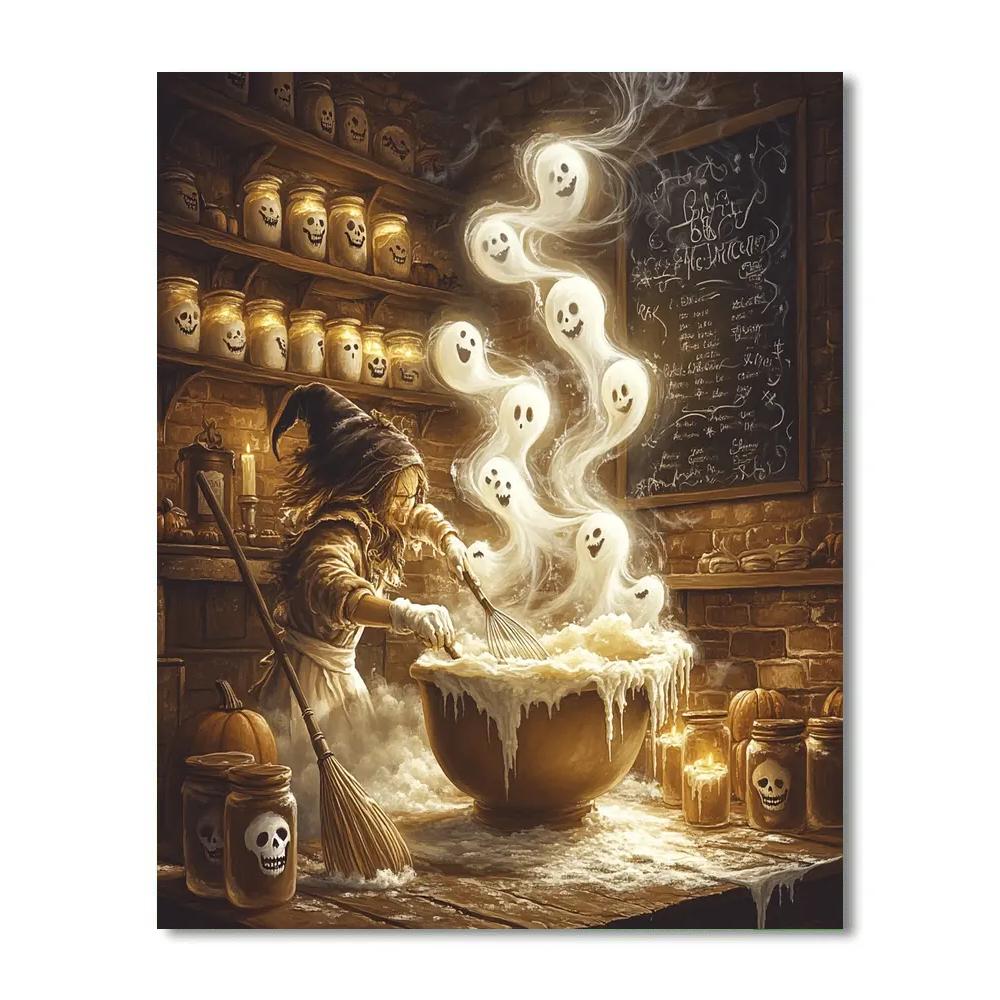 Candlelit Bakery With Spooky Dough Spirits paint by numbers