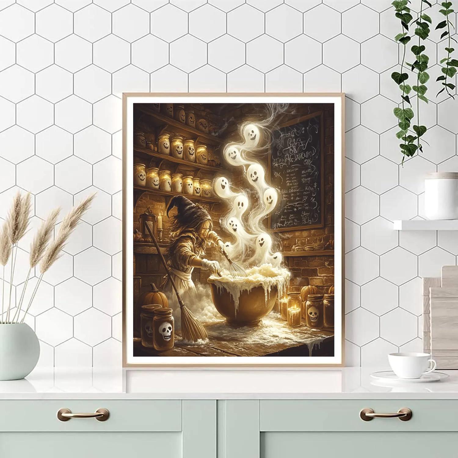 Candlelit Bakery With Spooky Dough Spirits paint by numbers