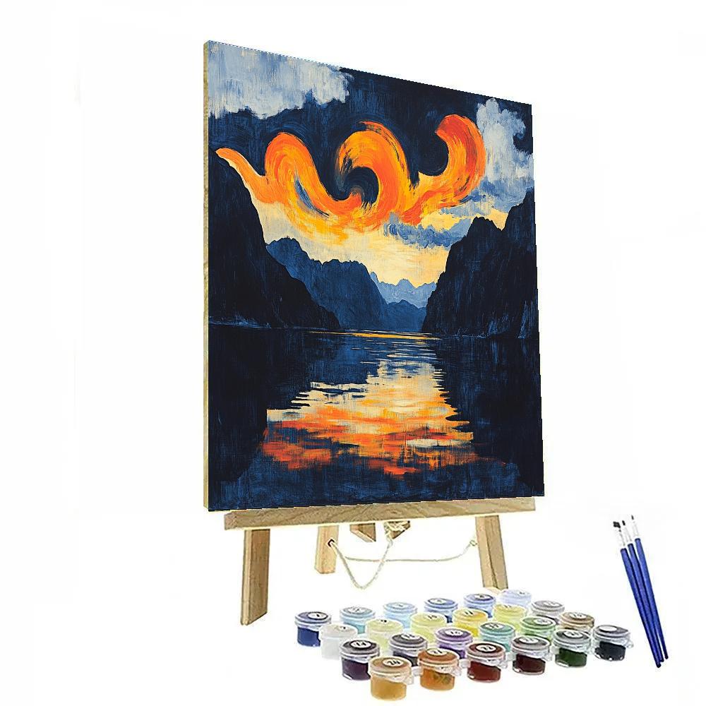 Edvard Munch Inspired Eclipse Over The Breathing Fjord Numbered painting kits
